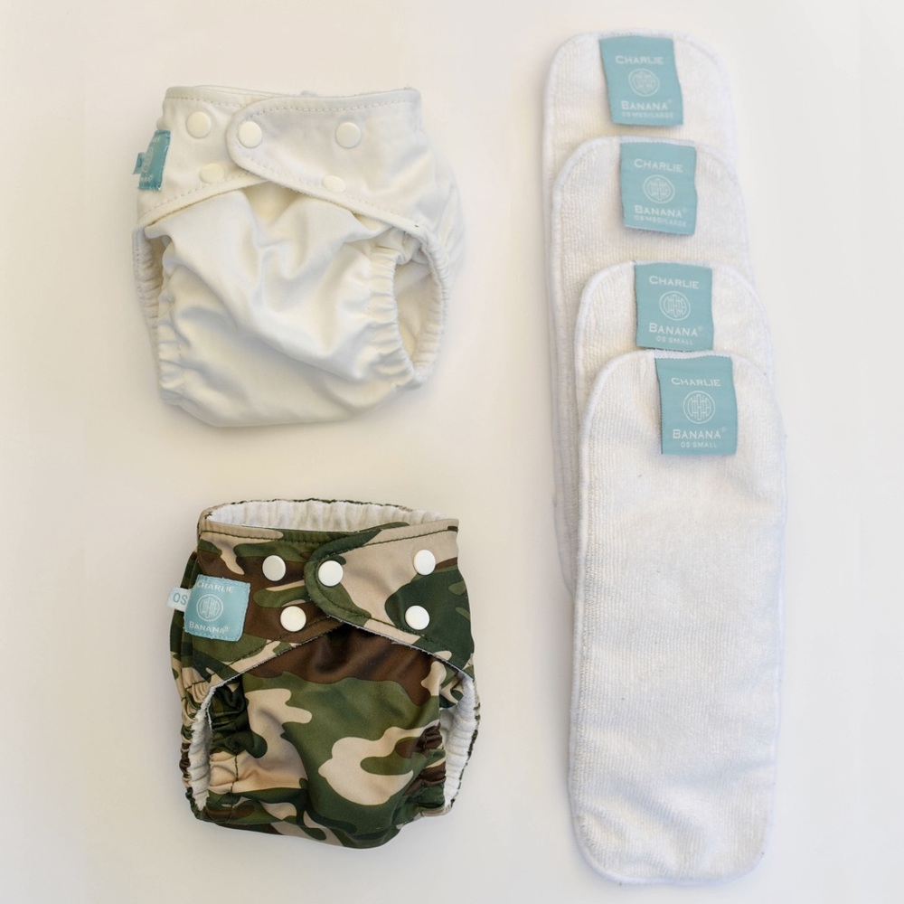 Charlie Banana Cloth Diapers - Camo & White Lot